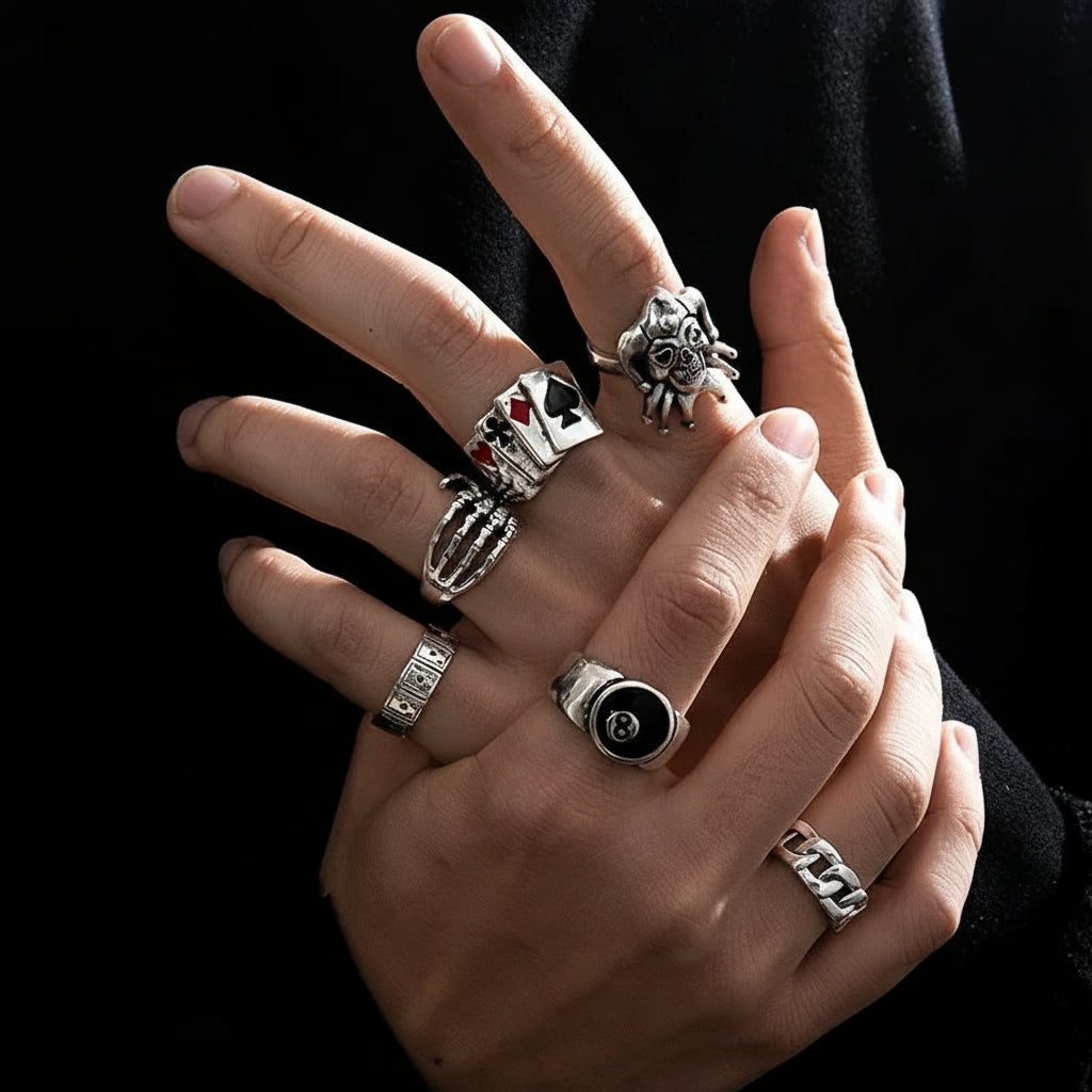 Poker Joker Silver Ring